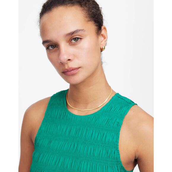 Madewell The Melody Bubble-Hem Smocked Midi Dress Poplin NT311 Green Size L NWT - Picture 4 of 6